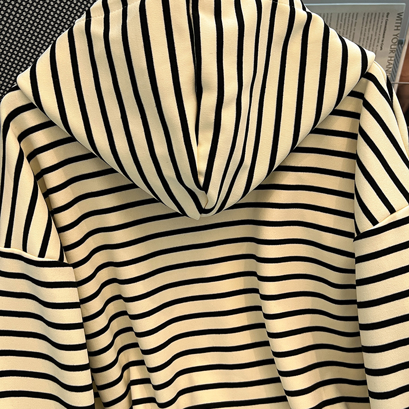 Loose stripe large yard hoodie autumn hooded Korean style tops