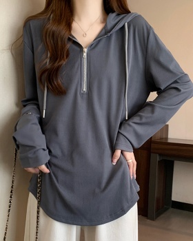 Hooded spring and autumn T-shirt long sleeve tops