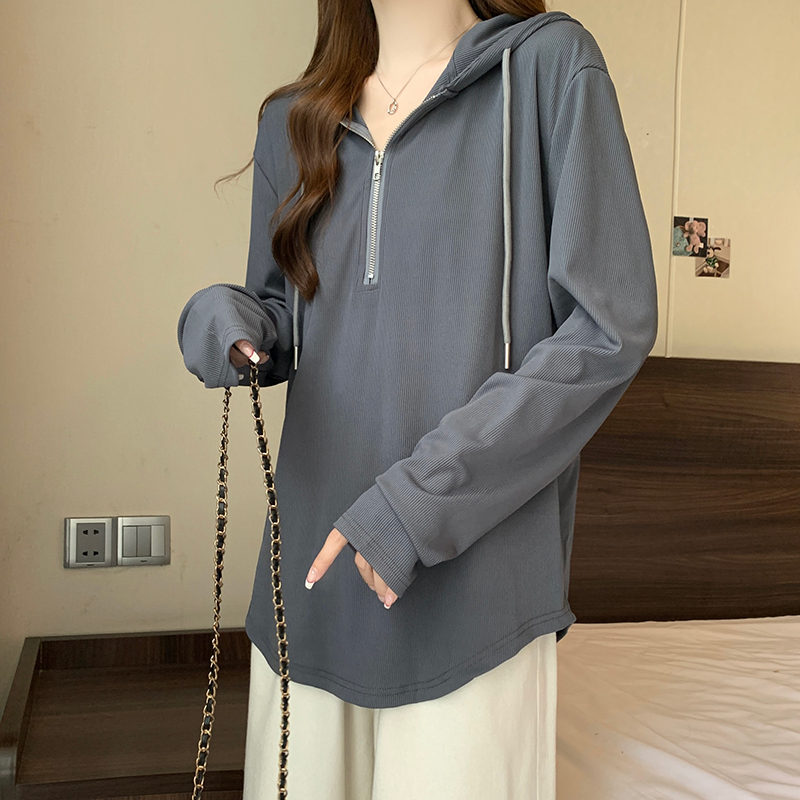Hooded spring and autumn T-shirt long sleeve tops