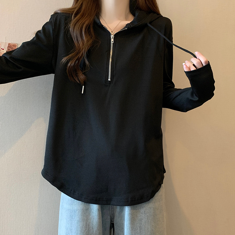 Hooded spring and autumn T-shirt long sleeve tops
