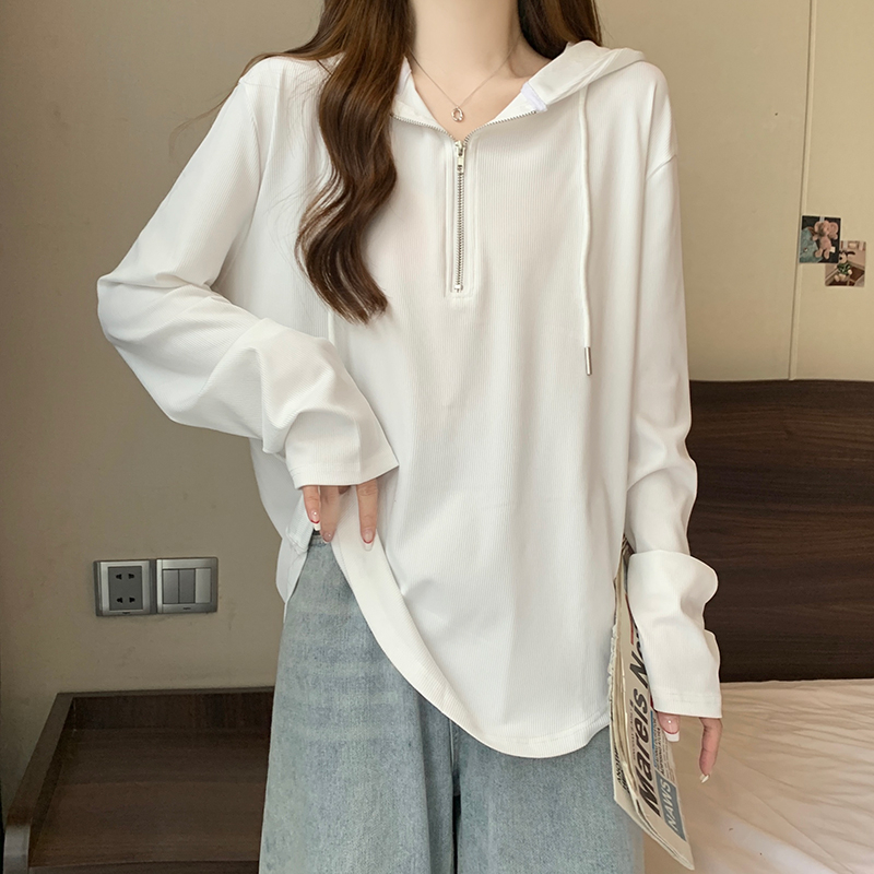 Hooded spring and autumn T-shirt long sleeve tops