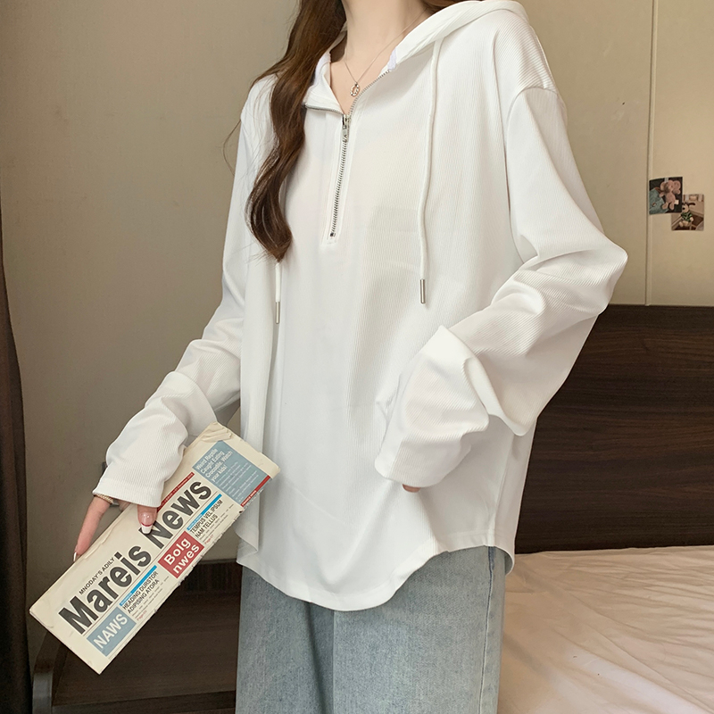 Hooded spring and autumn T-shirt long sleeve tops