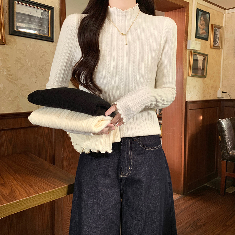 Plus velvet T-shirt thermal bottoming shirt for women