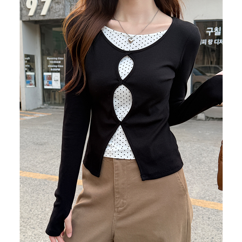 Autumn and winter bottoming shirt black T-shirt for women