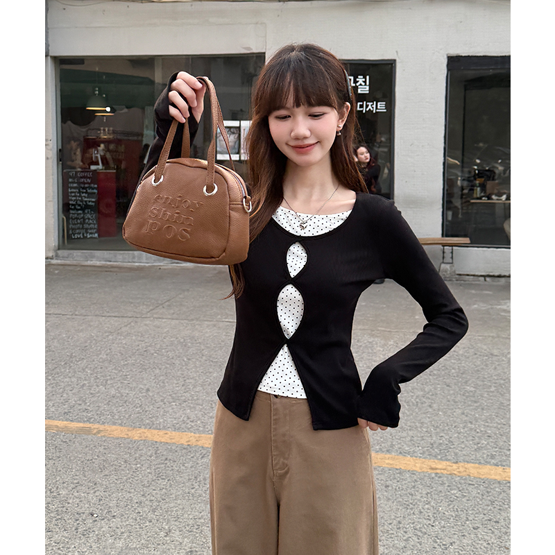 Autumn and winter bottoming shirt black T-shirt for women