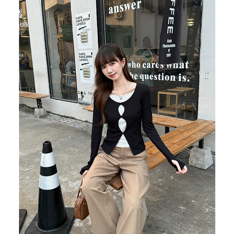 Autumn and winter bottoming shirt black T-shirt for women