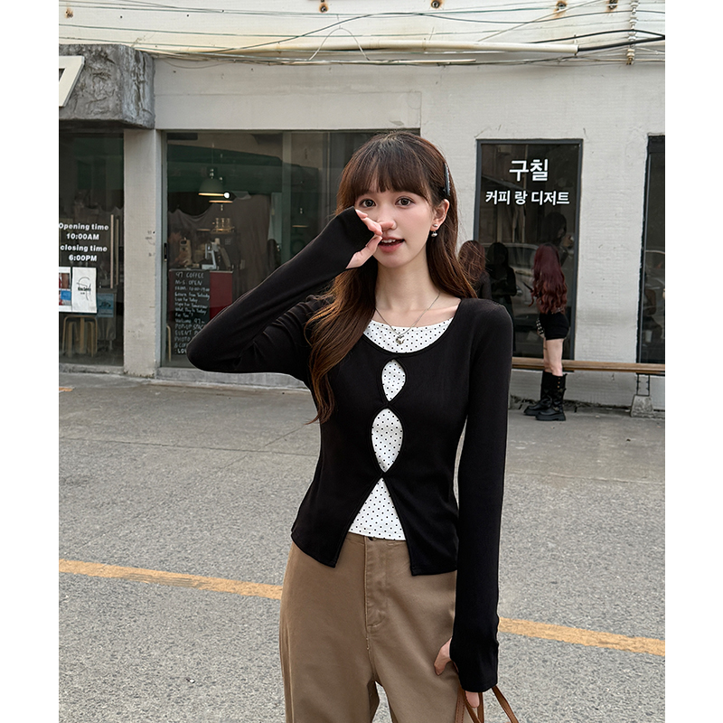 Autumn and winter bottoming shirt black T-shirt for women