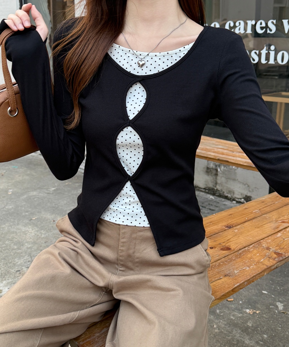 Autumn and winter bottoming shirt black T-shirt for women