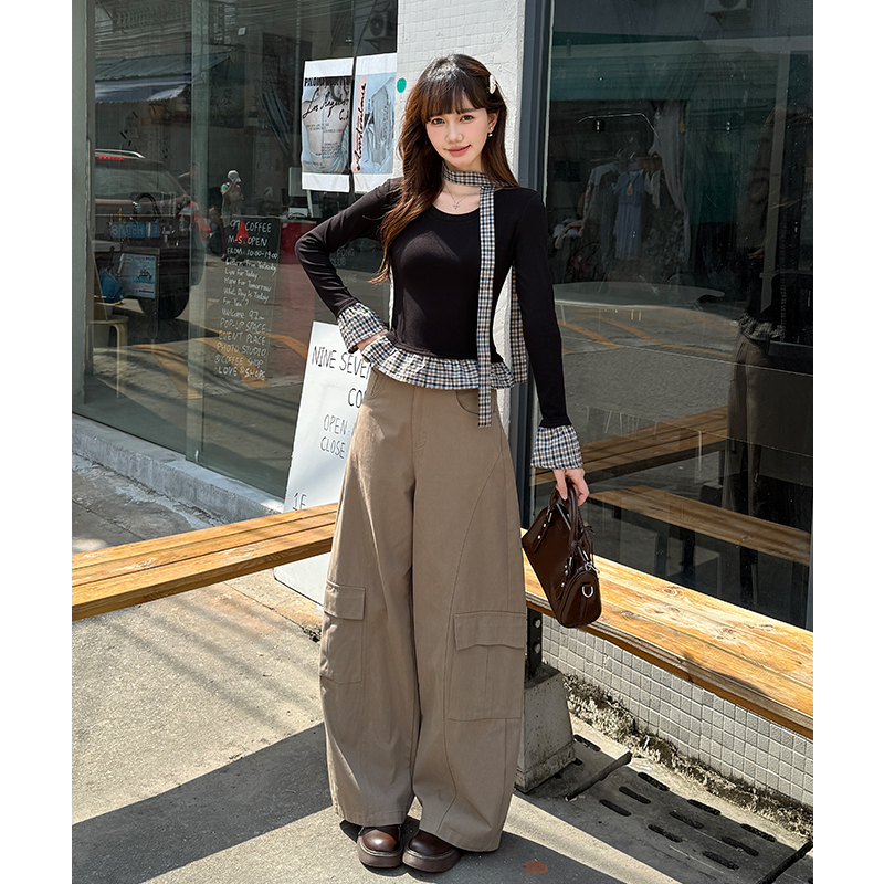 Inside the ride T-shirt plaid bottoming shirt for women