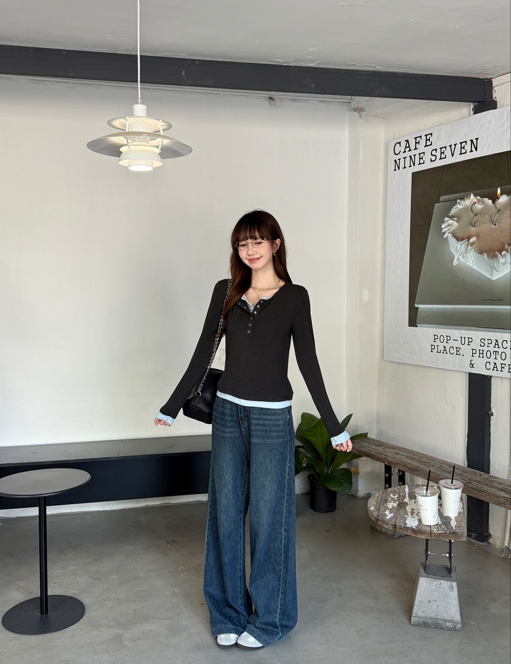 Long sleeve bottoming shirt mixed colors T-shirt for women