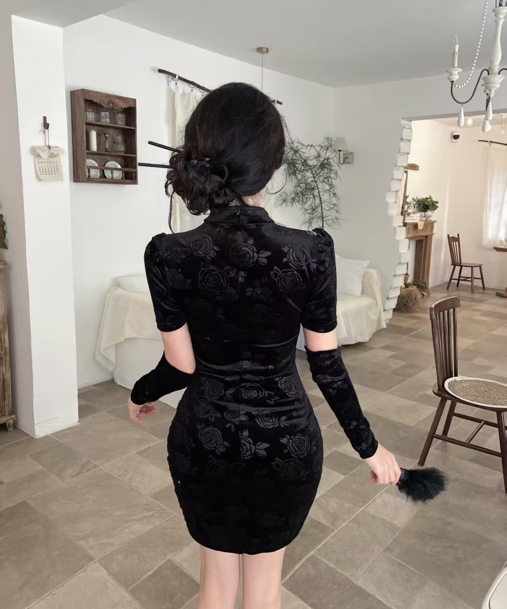 Sexy red cheongsam light Chinese style formal dress