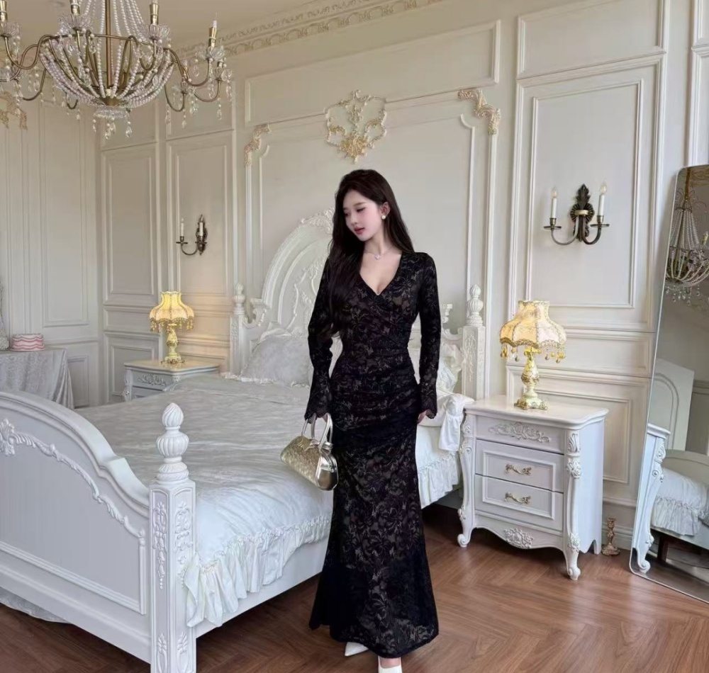 Enticement lace dress summer package hip long dress