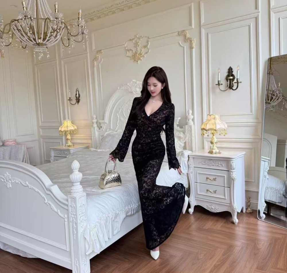 Enticement lace dress summer package hip long dress