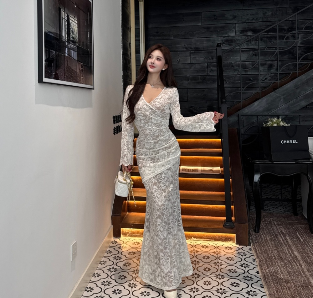 Enticement lace dress summer package hip long dress