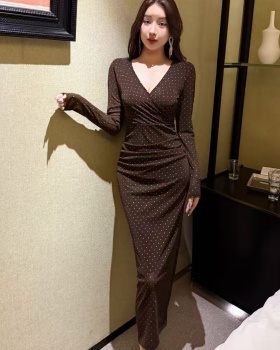 Shiny long dress France style dress for women