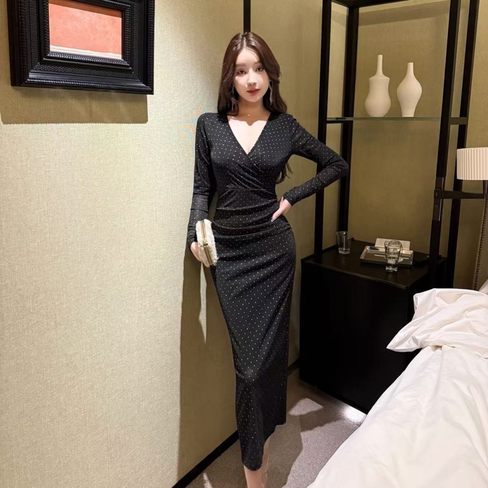 Shiny long dress France style dress for women