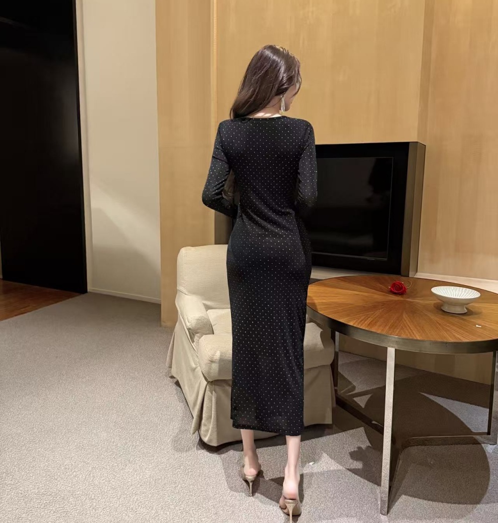 Shiny long dress France style dress for women