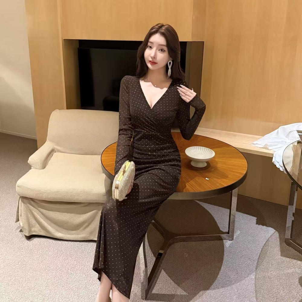 Shiny long dress France style dress for women