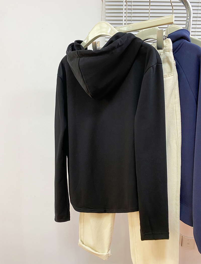 Zip pure long sleeve T-shirt spring and autumn thin hoodie