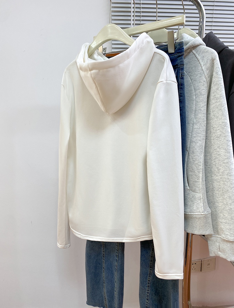 Zip pure long sleeve T-shirt spring and autumn thin hoodie