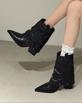 Autumn and winter pointed boots thick short boots