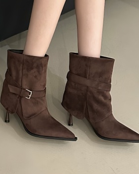 Broadcloth boots belt buckle pants for women