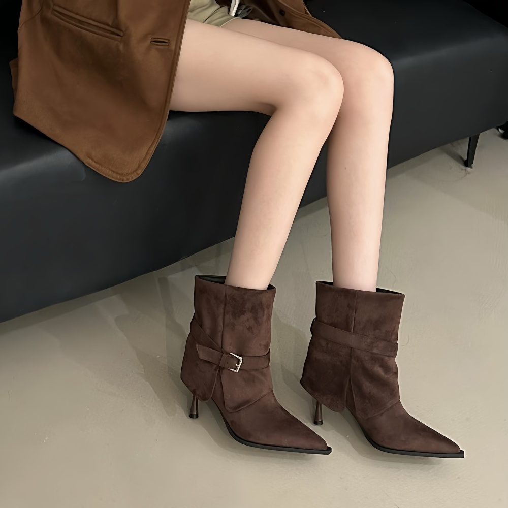 Broadcloth boots belt buckle pants for women