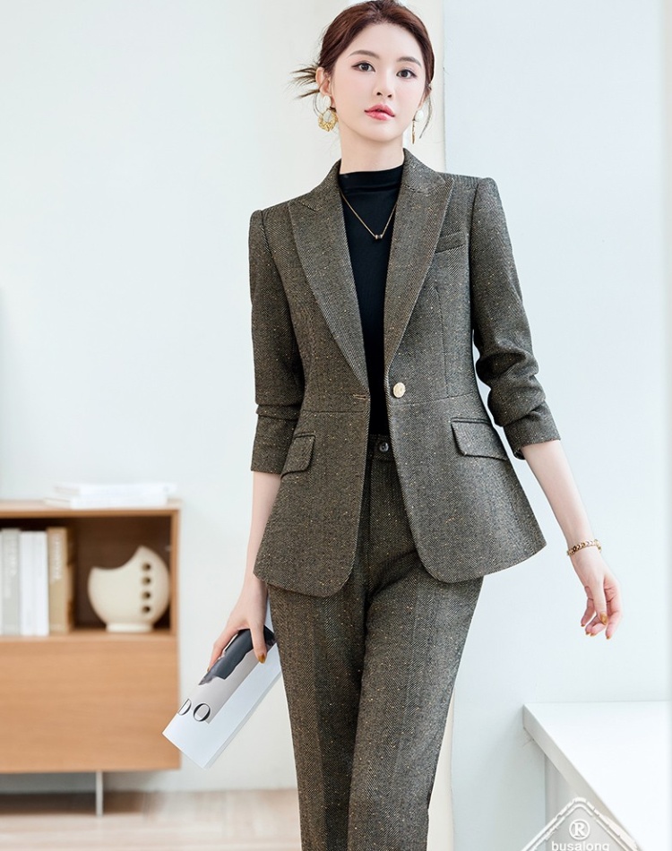 Long sleeve autumn suit pants profession coat 2pcs set