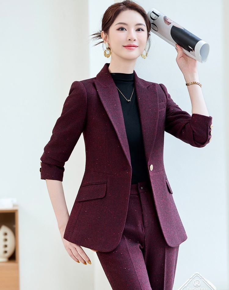 Long sleeve autumn suit pants profession coat 2pcs set