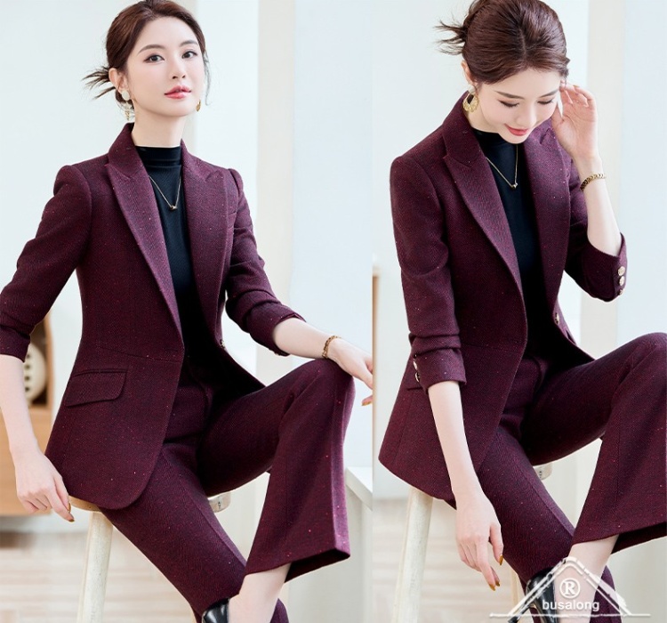 Long sleeve autumn suit pants profession coat 2pcs set