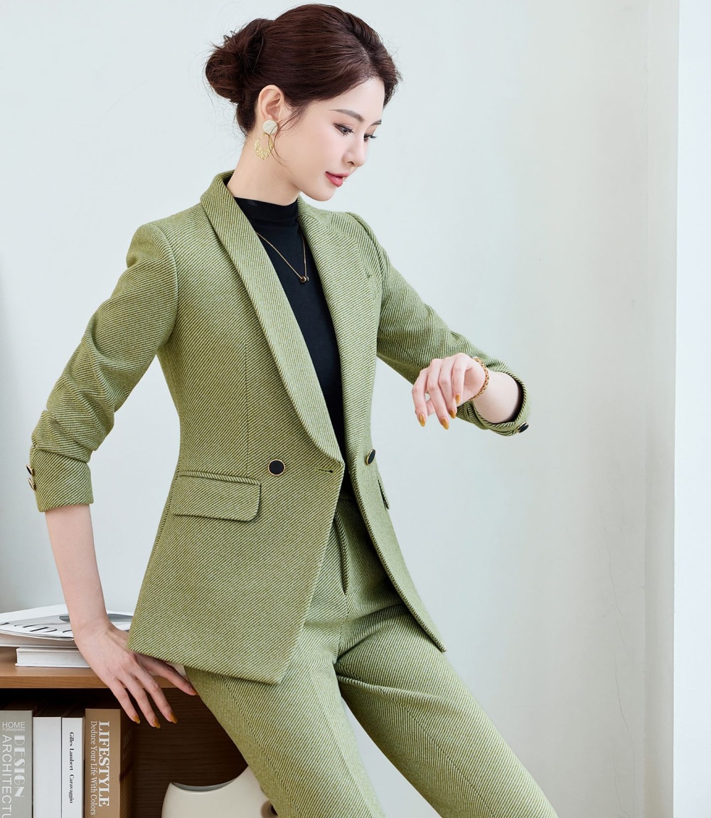 Overalls business suit long sleeve suit pants 2pcs set for women