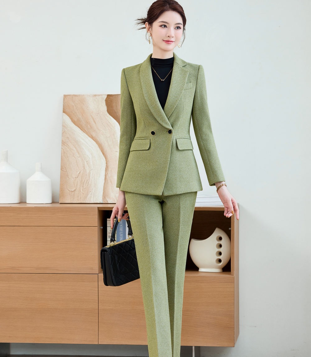 Overalls business suit long sleeve suit pants 2pcs set for women
