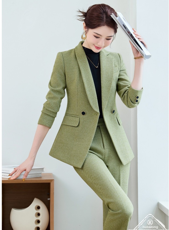 Overalls business suit long sleeve suit pants 2pcs set for women