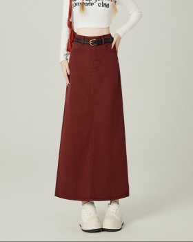 Burr red split skirt large yard high waist long skirt