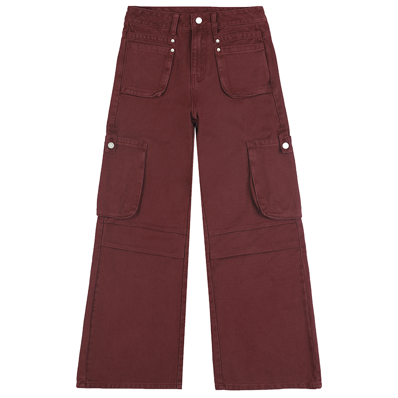 Autumn loose work clothing spicegirl red jeans for women