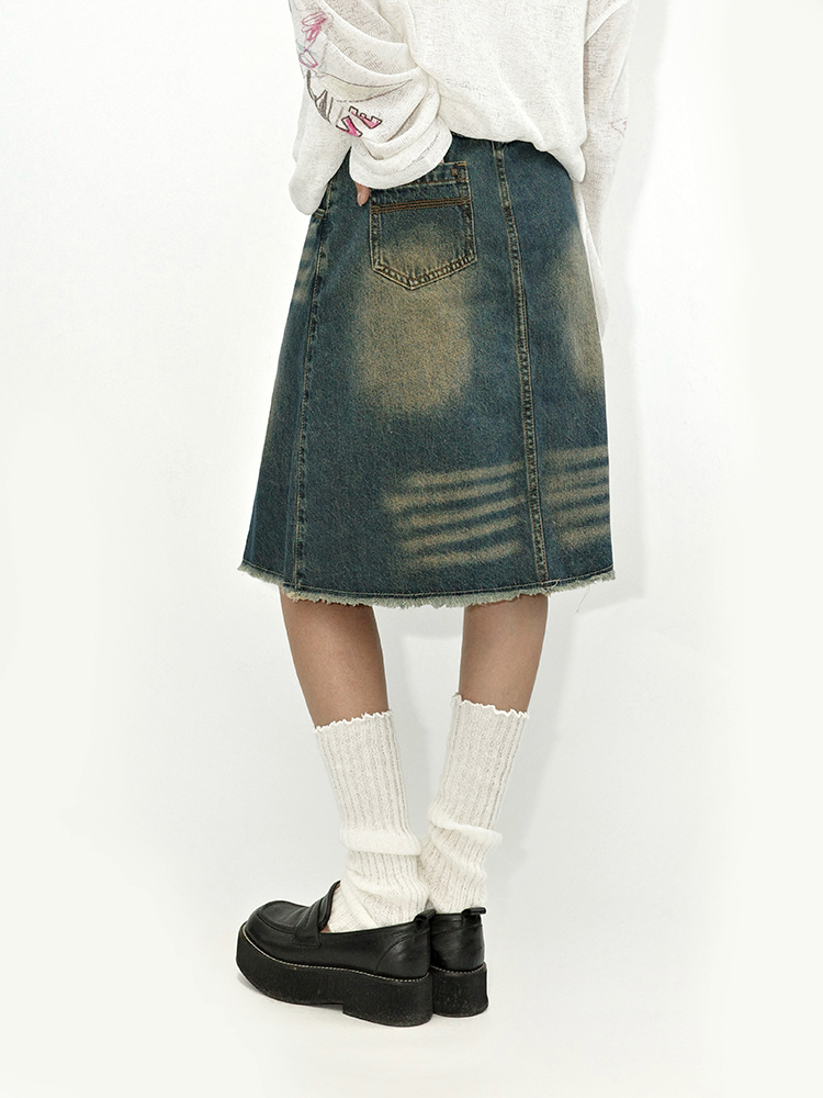 Package hip high waist summer fold denim skirt for women