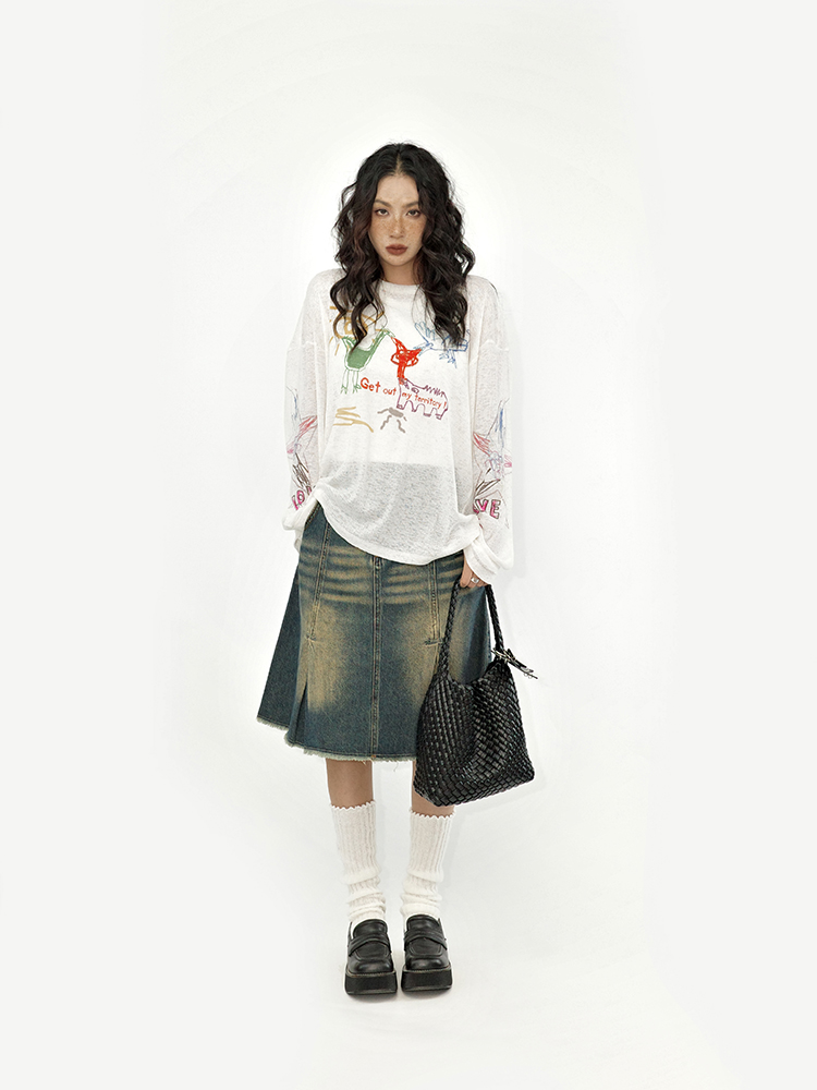 Package hip high waist summer fold denim skirt for women