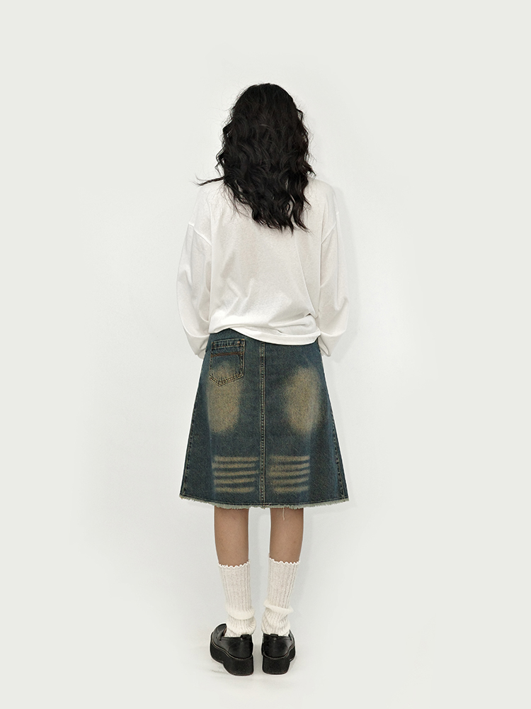 Package hip high waist summer fold denim skirt for women