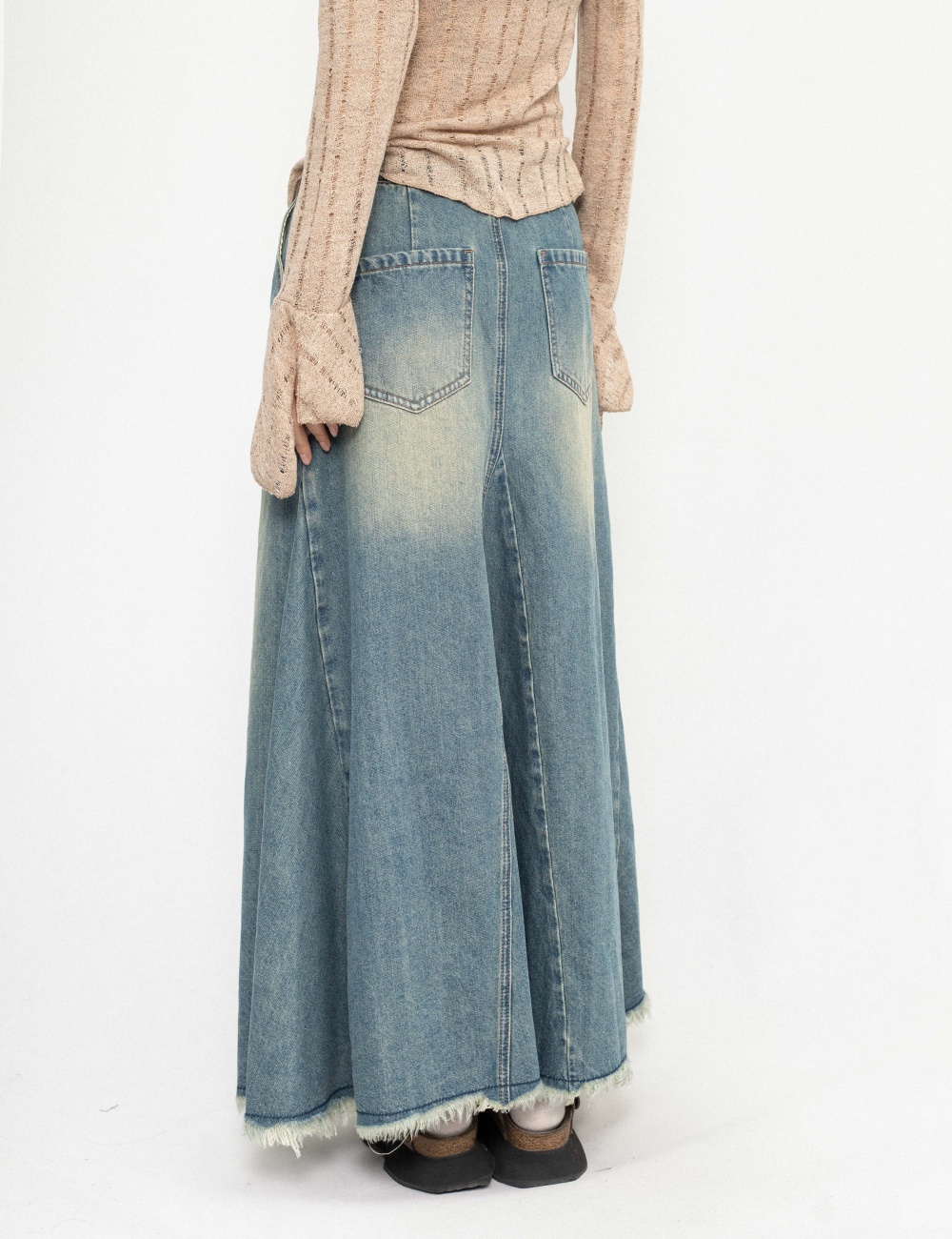 Irregular American style long skirt denim skirt for women