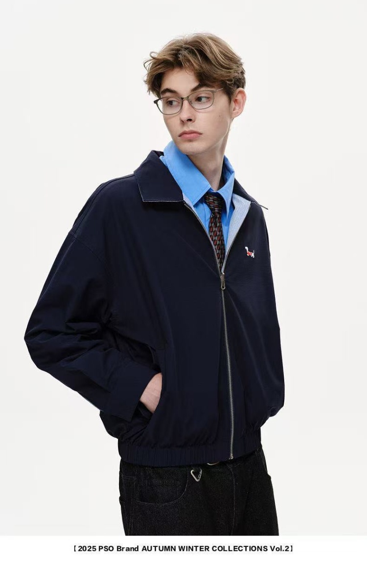 Loose American style lapel windbreaker plaid couples retro tops