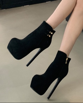 Sexy round boots side zipper large yard short boots