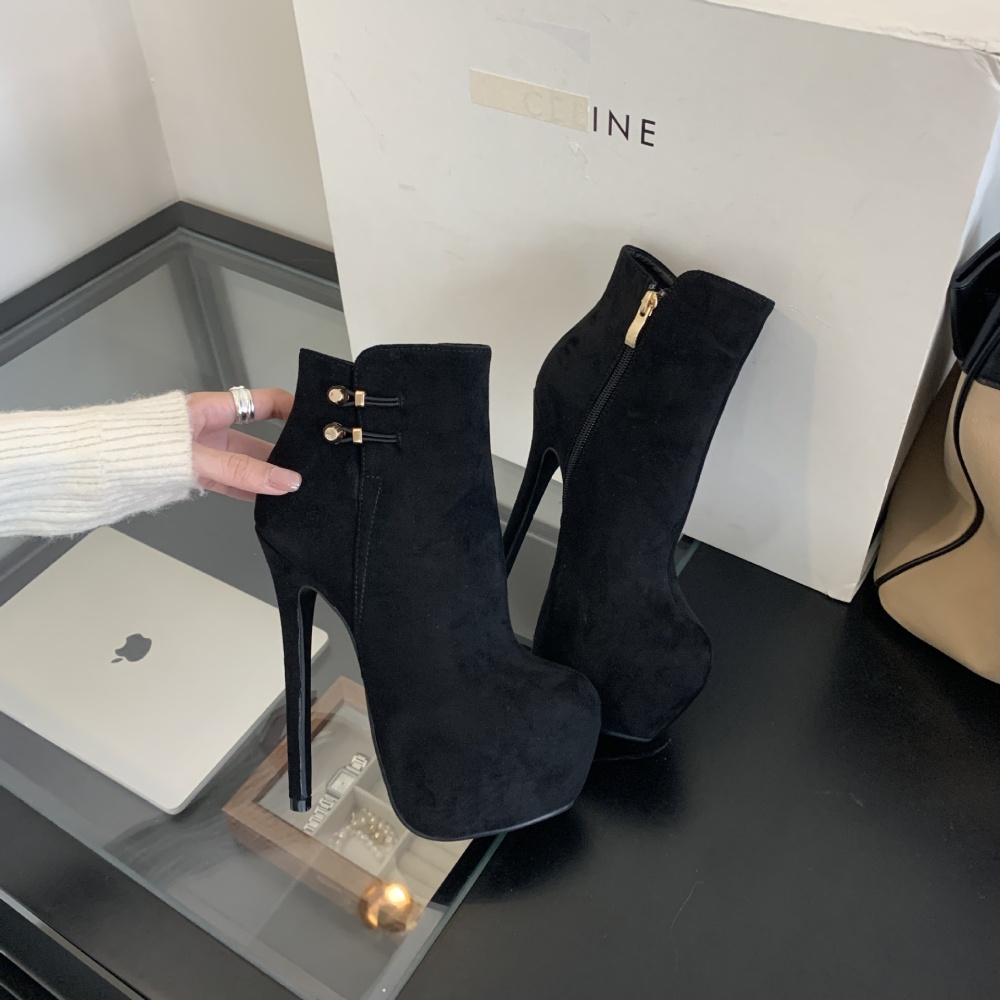 Sexy round boots side zipper large yard short boots