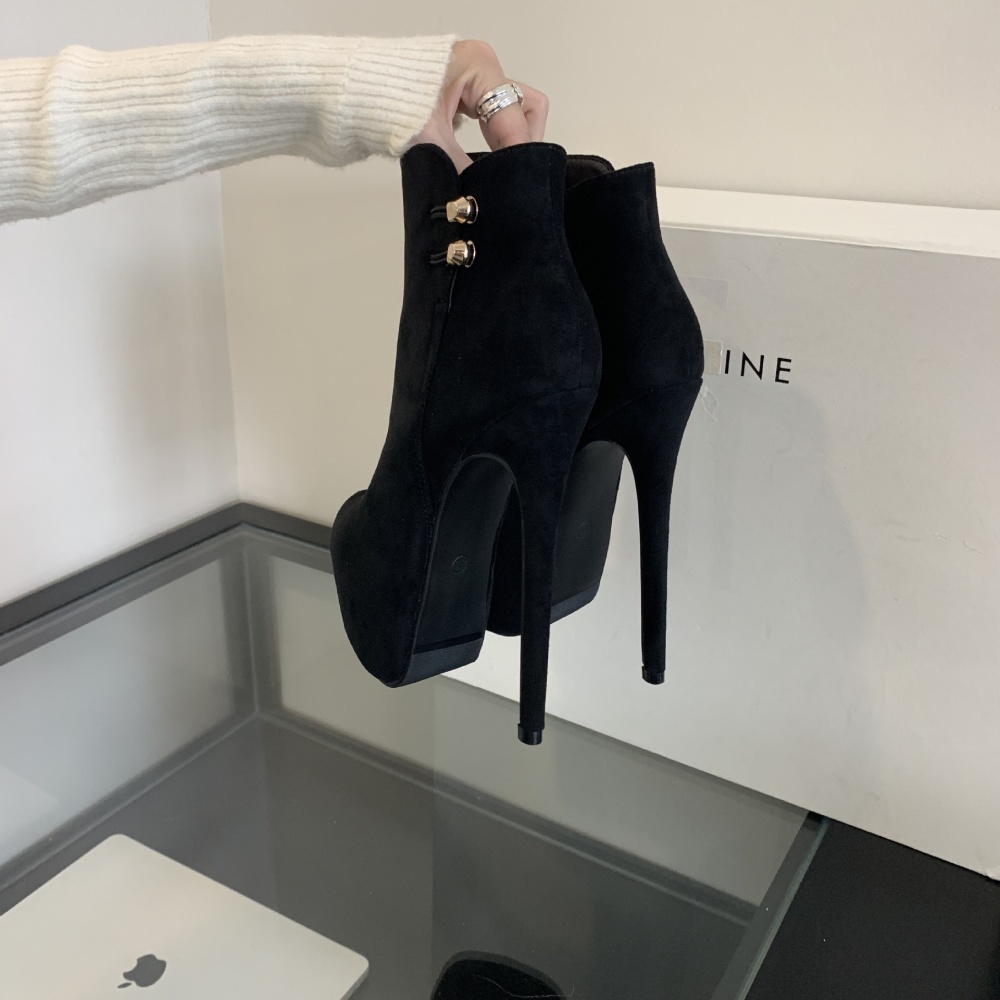 Sexy round boots side zipper large yard short boots