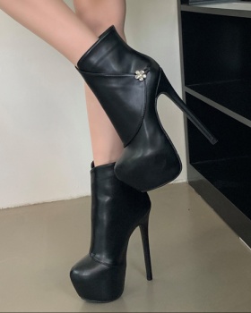 Winter round platform fine-root women's boots