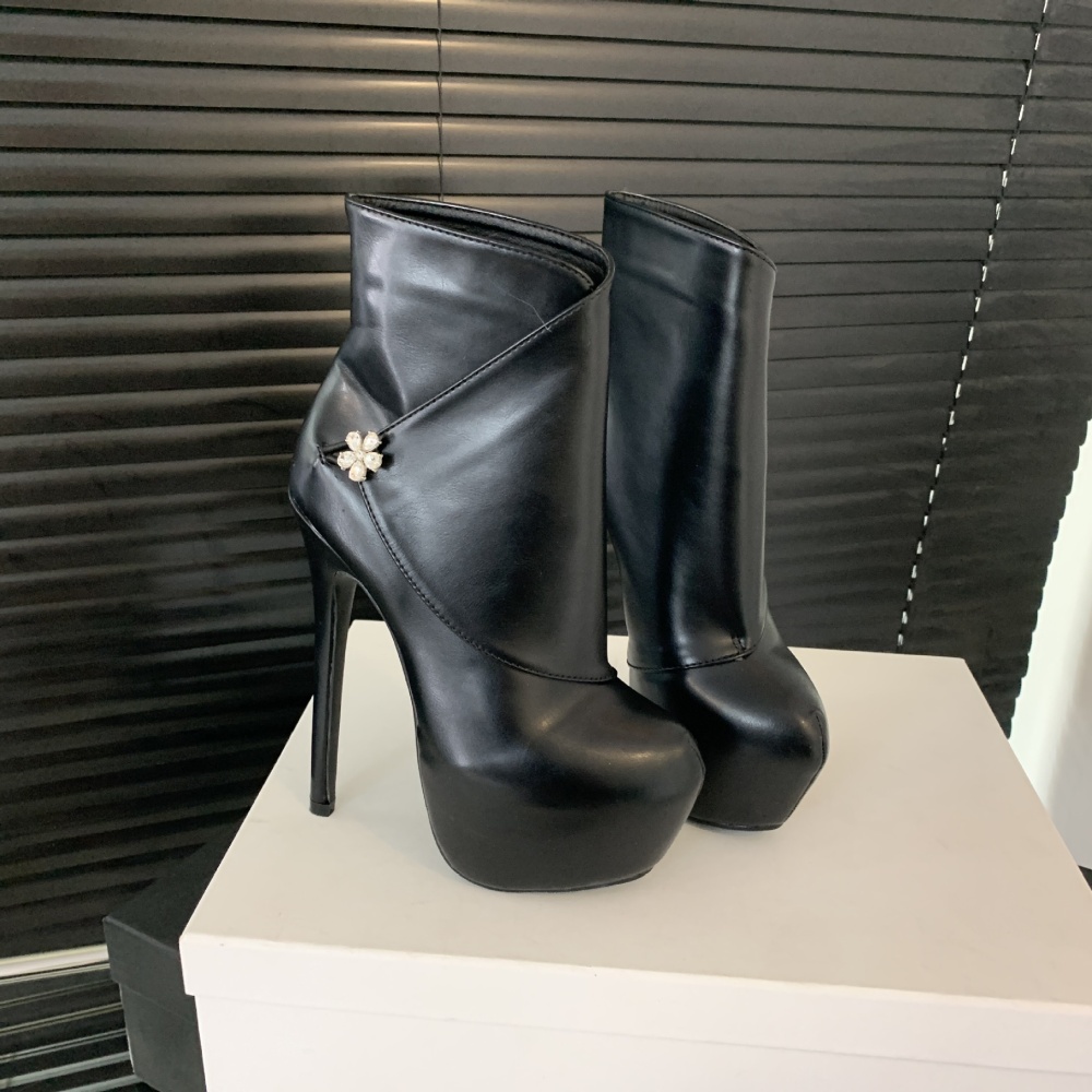 Winter round platform fine-root women's boots