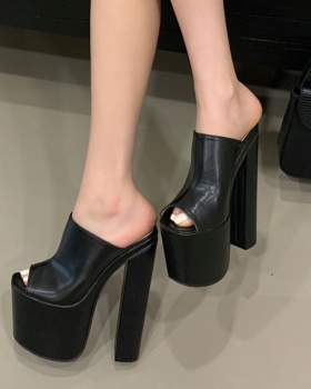 All-match cozy high-heeled shoes autumn slippers for women