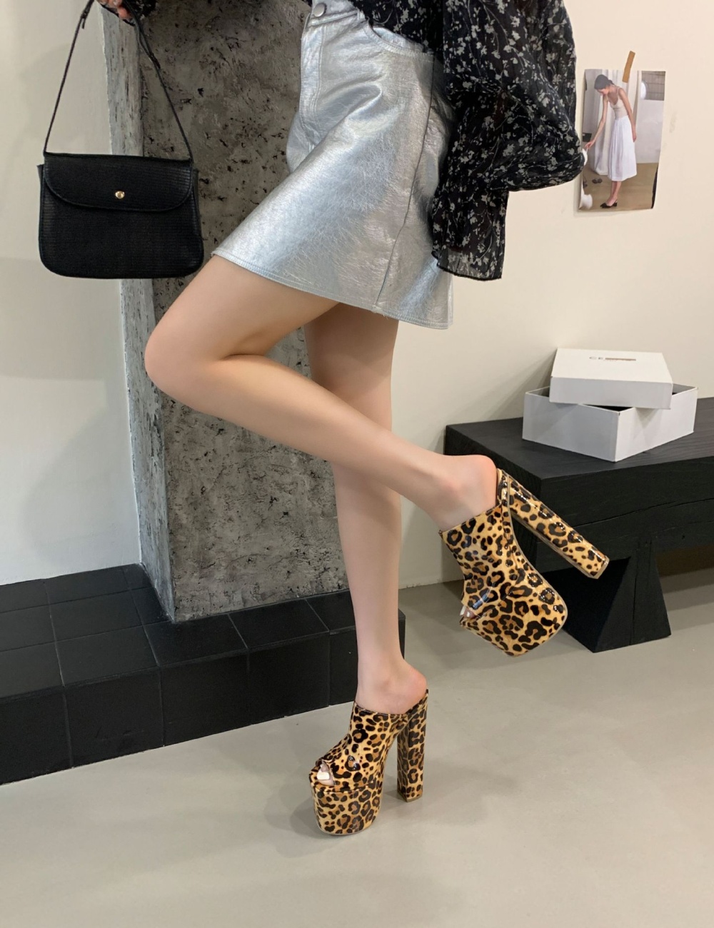 All-match cozy high-heeled shoes autumn slippers for women