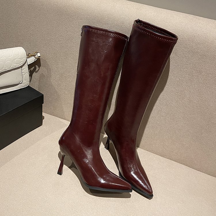 After the zipper fine-root boots lady pointed thigh boots