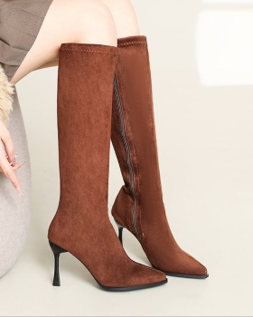 Fine-root side zipper boots high-heeled thigh boots