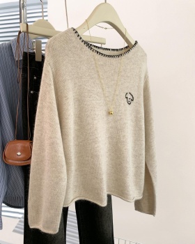 Line apricot sweater long sleeve puppy bottoming shirt